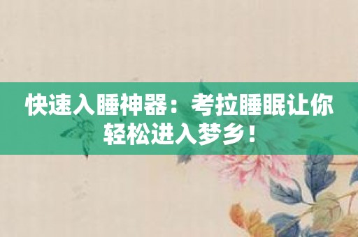 快速入睡神器：考拉睡眠让你轻松进入梦乡！