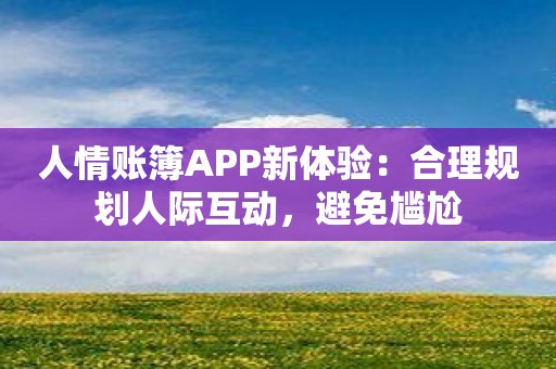 人情账簿APP新体验：合理规划人际互动，避免尴尬