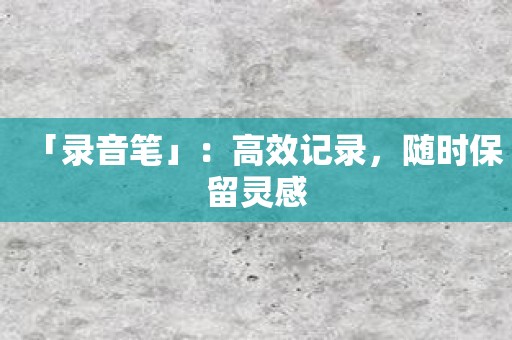 「录音笔」：高效记录，随时保留灵感