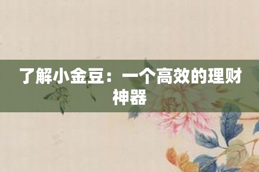 了解小金豆：一个高效的理财神器