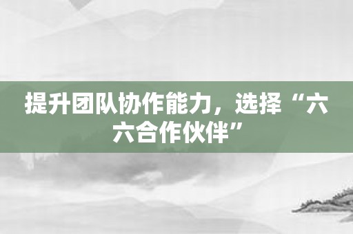 提升团队协作能力，选择“六六合作伙伴”