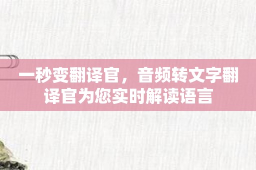 一秒变翻译官，音频转文字翻译官为您实时解读语言