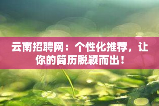 云南招聘网：个性化推荐，让你的简历脱颖而出！