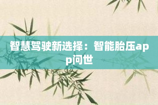 智慧驾驶新选择：智能胎压app问世