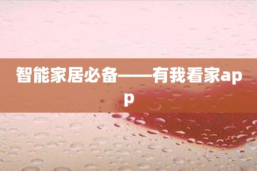 智能家居必备——有我看家app