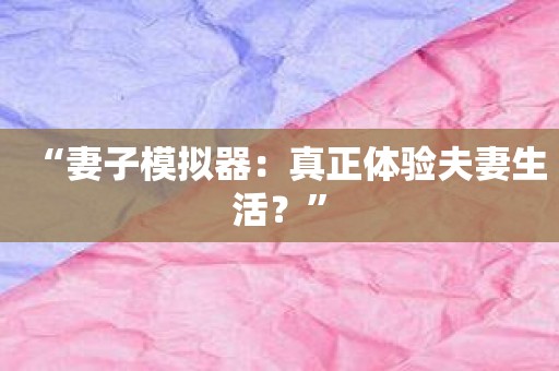 “妻子模拟器：真正体验夫妻生活？”
