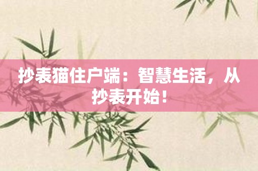 抄表猫住户端：智慧生活，从抄表开始！