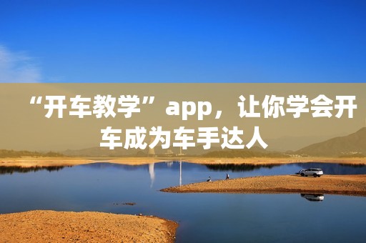 “开车教学”app，让你学会开车成为车手达人