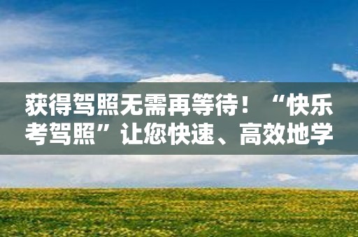 获得驾照无需再等待！“快乐考驾照”让您快速、高效地学习驾驶技能！