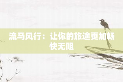 流马风行：让你的旅途更加畅快无阻