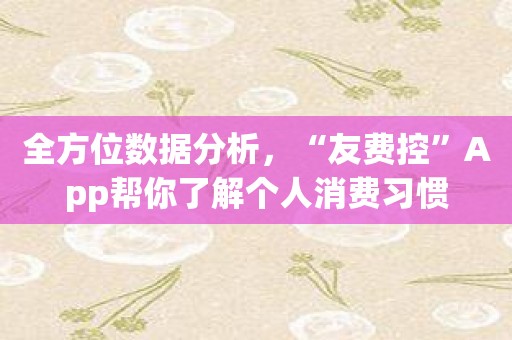 全方位数据分析，“友费控”App帮你了解个人消费习惯