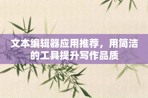 文本编辑器应用推荐，用简洁的工具提升写作品质