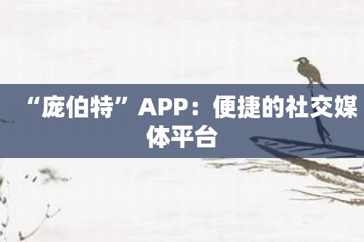 “庞伯特”APP：便捷的社交媒体平台