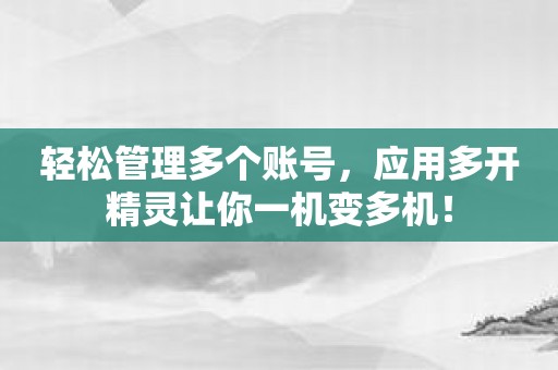 轻松管理多个账号，应用多开精灵让你一机变多机！