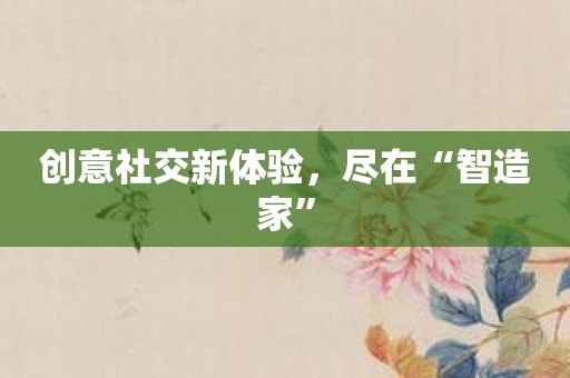 创意社交新体验，尽在“智造家”