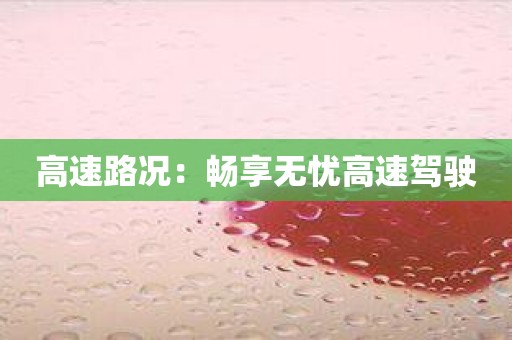 高速路况：畅享无忧高速驾驶