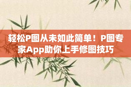 轻松P图从未如此简单！P图专家App助你上手修图技巧