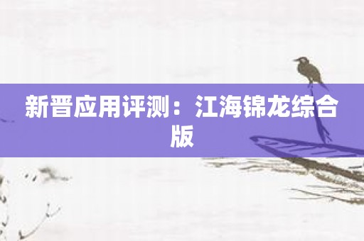 新晋应用评测：江海锦龙综合版