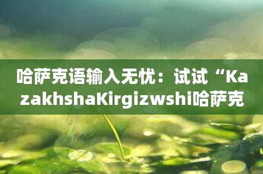 哈萨克语输入无忧：试试“KazakhshaKirgizwshi哈萨克语输入法”解决您的困扰！