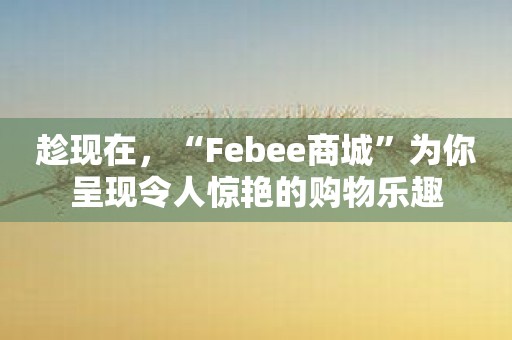 趁现在，“Febee商城”为你呈现令人惊艳的购物乐趣