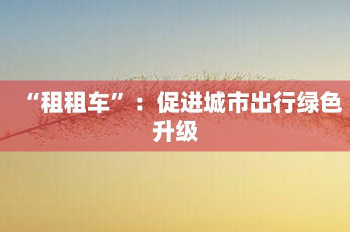 “租租车”：促进城市出行绿色升级