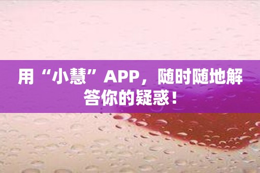 用“小慧”APP，随时随地解答你的疑惑！