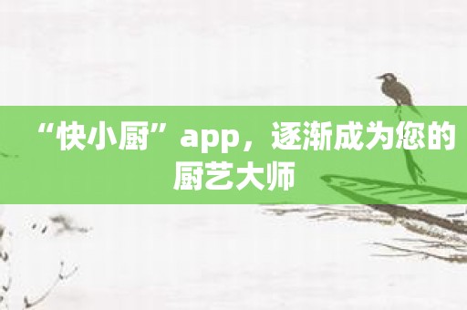 “快小厨”app，逐渐成为您的厨艺大师