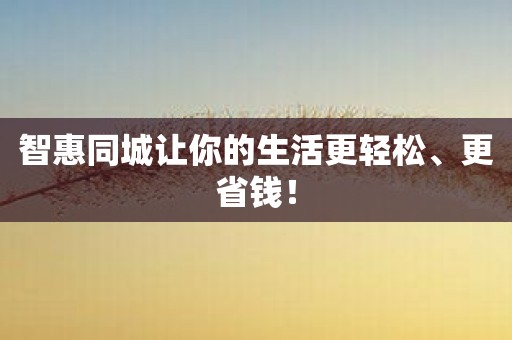 智惠同城让你的生活更轻松、更省钱！