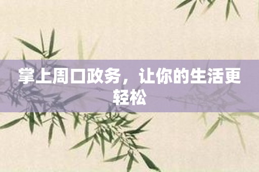 掌上周口政务，让你的生活更轻松