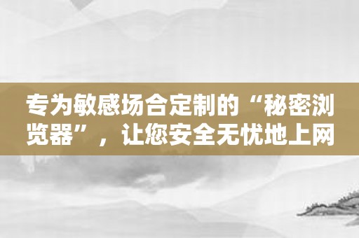 专为敏感场合定制的“秘密浏览器”，让您安全无忧地上网