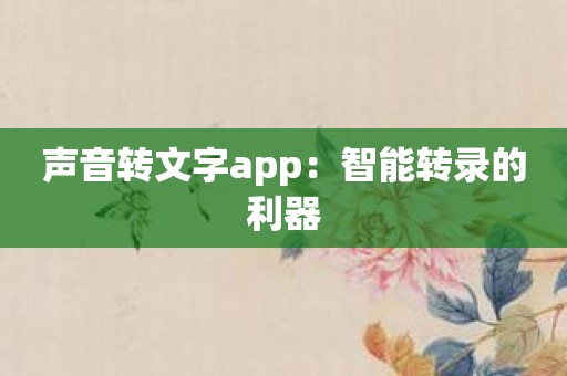 声音转文字app：智能转录的利器