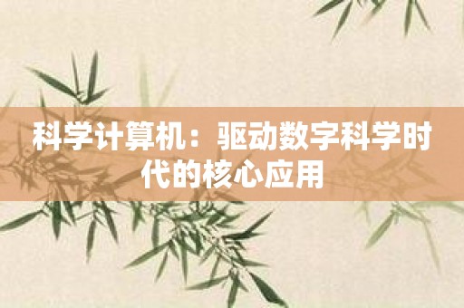 科学计算机：驱动数字科学时代的核心应用