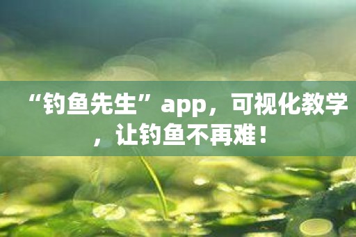 “钓鱼先生”app，可视化教学，让钓鱼不再难！