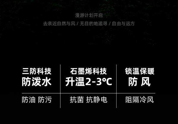 石墨烯三防科技 速热升温：鸿星尔克风衣159元新低（门店569元）