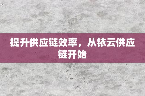 提升供应链效率，从铱云供应链开始