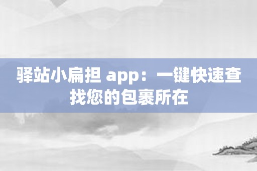 驿站小扁担 app：一键快速查找您的包裹所在