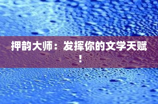 押韵大师：发挥你的文学天赋！