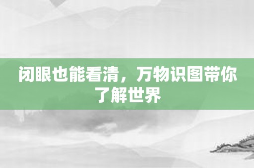 闭眼也能看清，万物识图带你了解世界