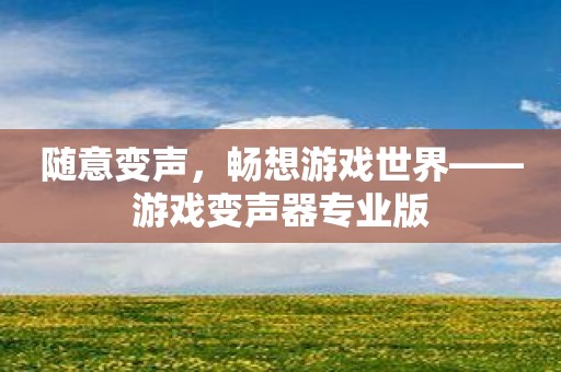 随意变声，畅想游戏世界——游戏变声器专业版