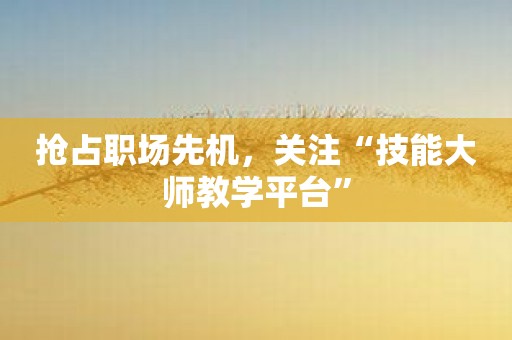 抢占职场先机，关注“技能大师教学平台”