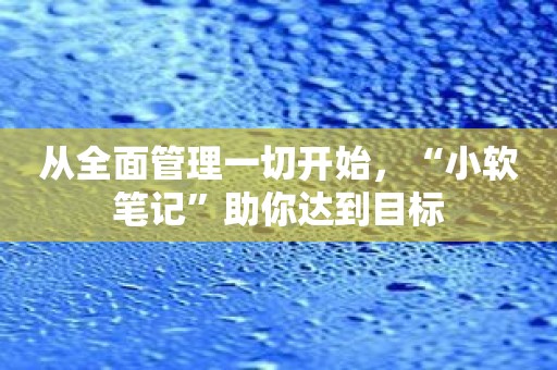 从全面管理一切开始，“小软笔记”助你达到目标
