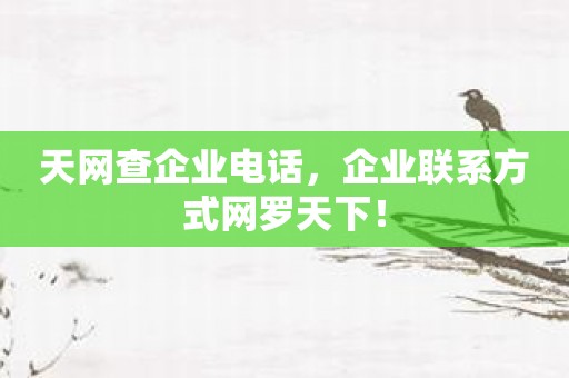 天网查企业电话，企业联系方式网罗天下！