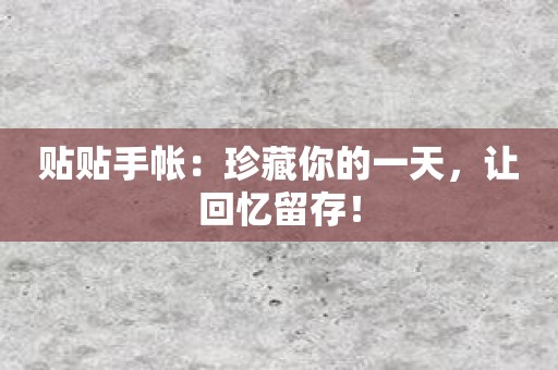 贴贴手帐：珍藏你的一天，让回忆留存！