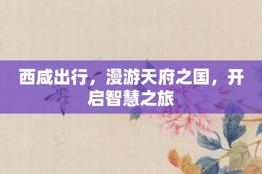 西咸出行，漫游天府之国，开启智慧之旅