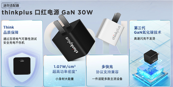 仅一元硬币大小 联想发布Type-C口红充电器GaN 30W