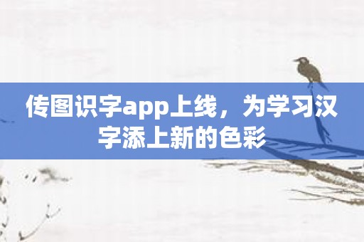 传图识字app上线，为学习汉字添上新的色彩