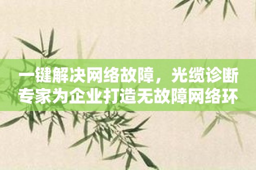 一键解决网络故障，光缆诊断专家为企业打造无故障网络环境。