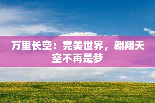 万里长空：完美世界，翱翔天空不再是梦