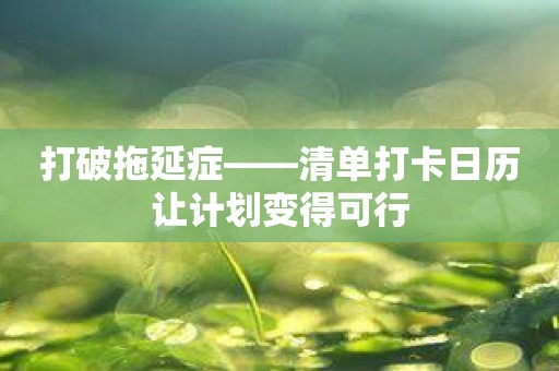 打破拖延症――清单打卡日历让计划变得可行
