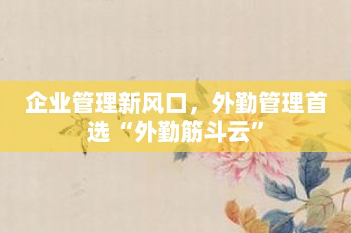 企业管理新风口，外勤管理首选“外勤筋斗云”